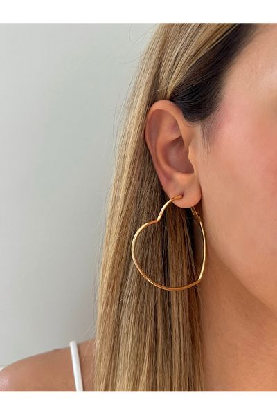 Lavian Accessories Gold Color Heart Cut Hoop Earrings