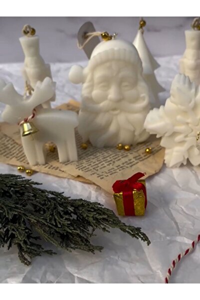 Genel Markalar Noel Baba Yeniyıl Yılbaşı Chirismas Beyaz Renk Dekoratif Mum M...