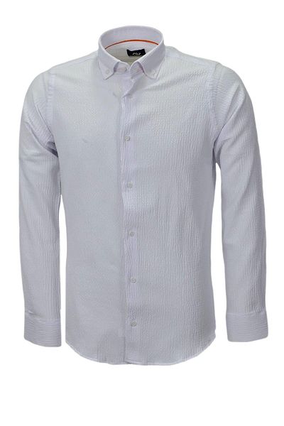 ADVANTE Cămașă sport cu mânecă lungă Silim Fit Seersucker pentru bărbați BGL-ST03898