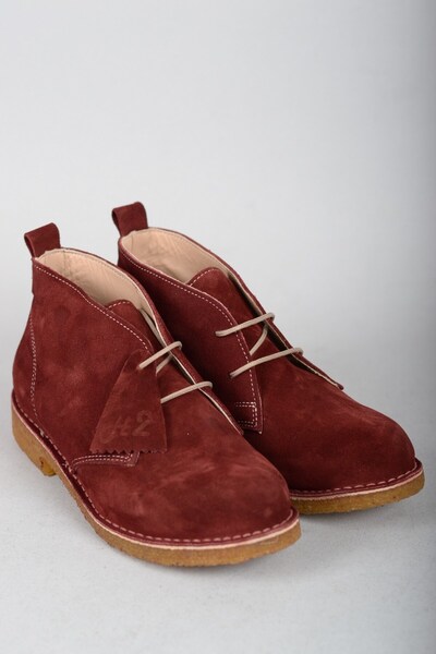 SEÇ KUNDURA Seç 3513 Claret Red Suede Genuine Leather Rubber Sole Boots