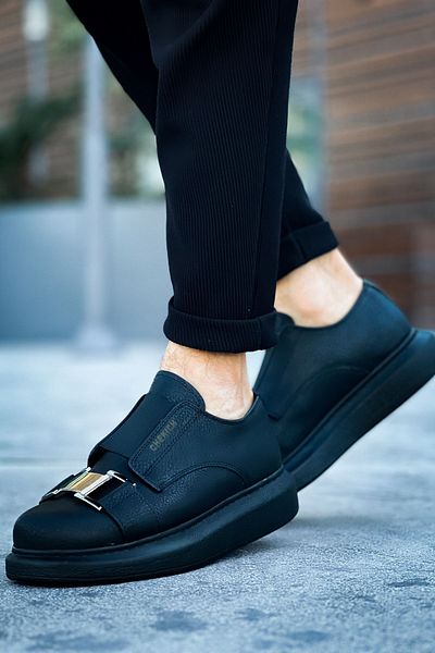Paolo Zaccardi P297 Pantofi pentru bărbați cu talpă ortopedică - piele casual, pantofi sport negri CST