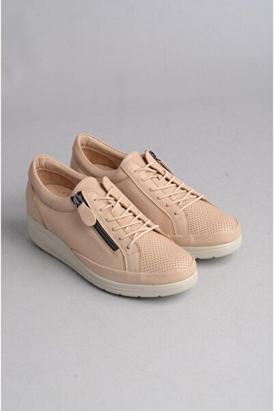 SEÇ KUNDURA PANTOFI DE DĂME BEJ CU TOC CU PANĂ PIELE VERITĂ - SEÇ N311