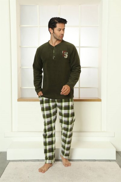 Moda Çizgi Welsoft Fleece Men's Pajama Set 6795