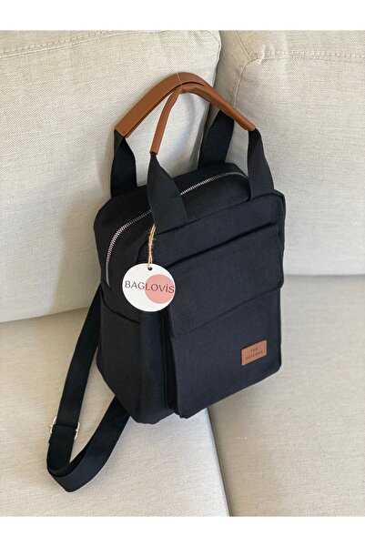 BAGLOVİS YANLARI CEP DETAYLI KADIN EL VE SIRT ÇANTASI