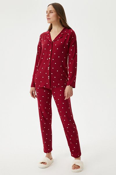 Ritnice Γυναικείο Σετ Πιτζάμες Sweety Extra Soft Claret Red Heart