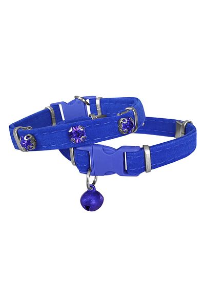 Wovna Velvet Cat Collar with Stones 20-32 cm Blue