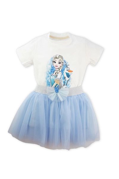 LOGO AKSESUAR Kız Çocuk Elsa Mavi Tütü Ikili Takım - Elsa Tokalı