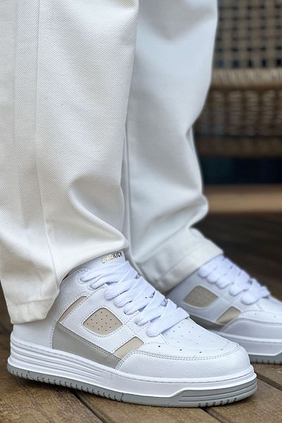 Paolo Zaccardi P2410 Avax Ανδρικό Sneaker - Ορθοπεδική σόλα, Casual Skin, Λευκό/Κρεμ CBT