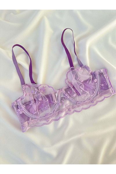Snowdrop Lila Spring Flower Lace Underwire Lingerie Set