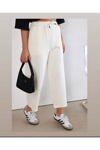 DUSOHOME Pantaloni de trening din material modal cu cusături în talie elastică