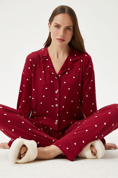 Ritnice Γυναικείο Σετ Πιτζάμες Sweety Extra Soft Claret Red Heart