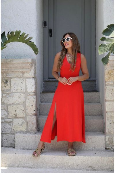 Kokosh moda Rochie de damă din viscoză cu bretele groase cu decolteu în V