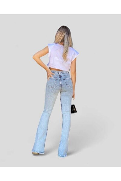 LİMABEL Miya Blue Snow Wash Gold Ισπανικό τζιν ψηλόμεσο τζιν παντελόνι