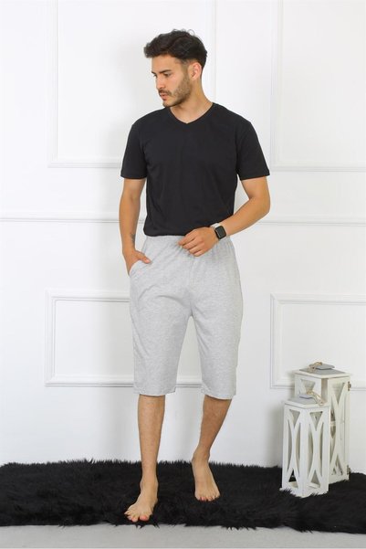 Mestore Moda Çizgi Men's Cotton Gray Capri 27480