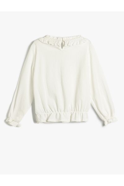 Koton Ruffle Detailed Long Sleeve Blouse - Elastic Cuffs