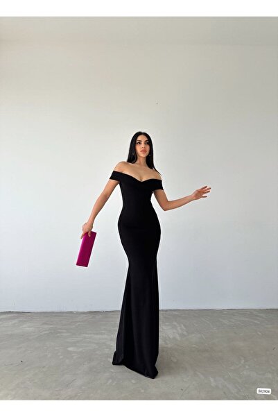 EyesOf Women's Diver Fabric Dress with Boat Neck and Low Cut Detail