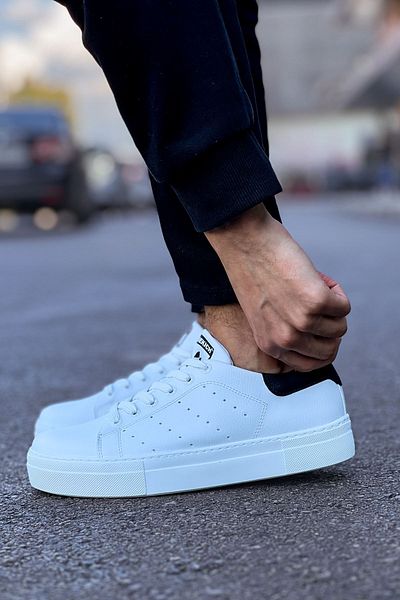 Paolo Zaccardi P983 Tenis - Pantofi pentru bărbați cu talpă ortopedică alb/negru