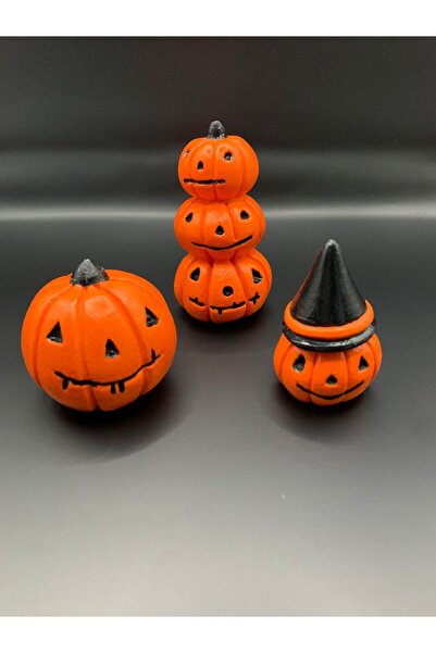 renklidüşler Halloween 3'lü Jack Pumpkin Dekoratif Biblo / Halloween Temalı O...