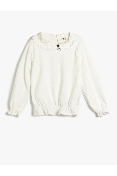 Koton Ruffle Detailed Long Sleeve Blouse - Elastic Cuffs