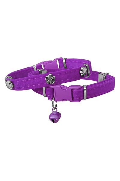 Angoravi Velvet Cat Collar Clover 20-32 cm Purple
