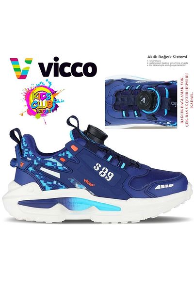 Vicco Cod Akıllı Bağcık Mekanizmalı Ortopedik Çocuk Spor Ayakkabı Lacivert