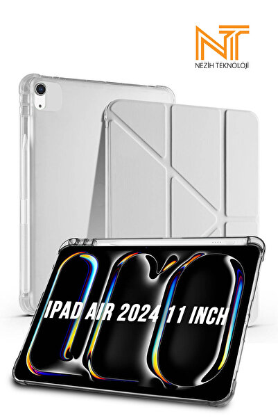 Nezih Case Apple Ipad Air M2 / M3 11'' 2024 / 2025 Kalem Bölümlü Standlı Uyku...