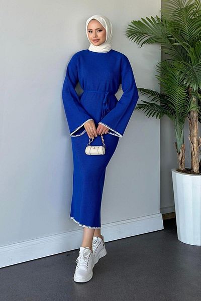 Şule Giyim Zeynep Knitwear Dress Saks