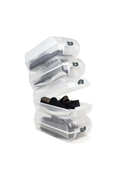 Myend 4 Adet Erkek Ayakkabı Saklama Kutusu, Ayakkabı Koruma Kutusu, Şeffaf Ay...