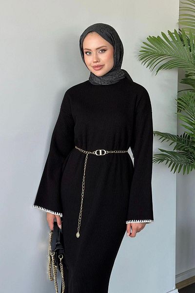 Şule Giyim Zeynep Knitwear Φόρεμα Μαύρο