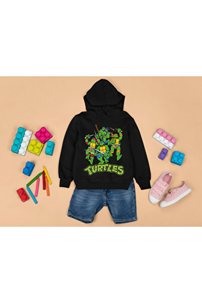 MAGORS سويت شيرت بقلنسوة مطبوع عليه سلاحف النينجا بدون جيوب و3 خيوط للأطفال