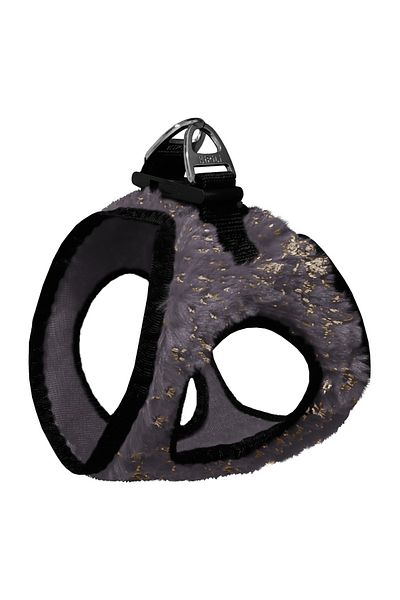 Angoravi Three Lock Glitter Plush Cat Dog Collar 24-28 cm Xx-Small Gray