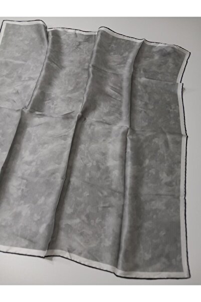 Aker Gümüş Gri Bulut Desenli Sura İpek Eşarp-12-KVS0385