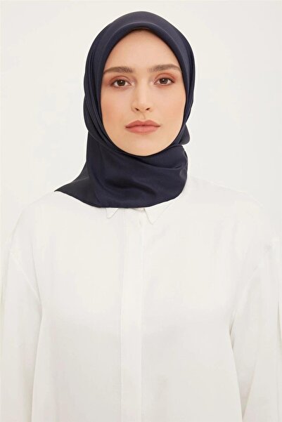 Armine Eșarfă din mătase Tivil de culoare uni bleumarin- E22YA0010D02-02