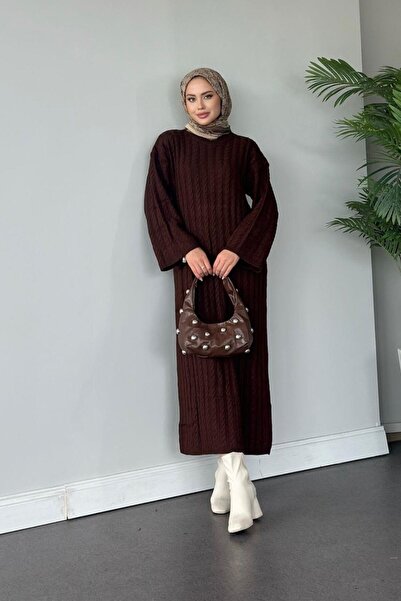 Şule Giyim Şura Triko Elbise Kahverengi