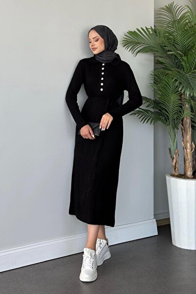 Şulemoda Giyim Μαύρο πλεκτό φόρεμα Madonna