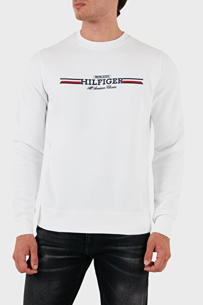 Tommy Hilfiger Logolu Pamuklu Regular Fit Bisiklet Yaka Sweat Erkek SWEAT MW0...