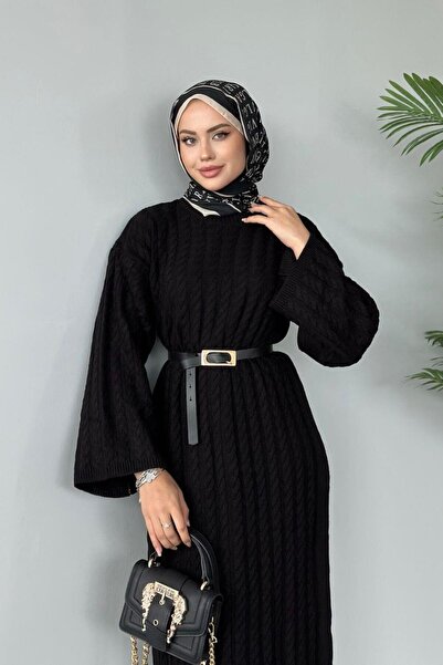Şule Giyim Şura Triko Elbise Siyah
