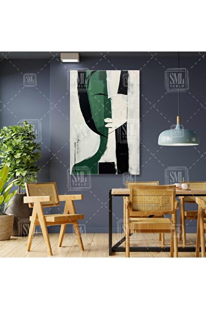 SML TABLO Modern Sanat Figür Koyu Yeşil Haki ve Siyah Tonlar Fırça Darbeleri ...