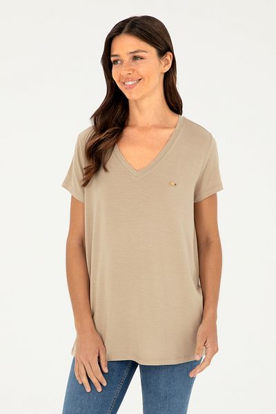 U.S. Polo Assn. Tricou de bază kaki deschis pentru femei 50286824 -VR183