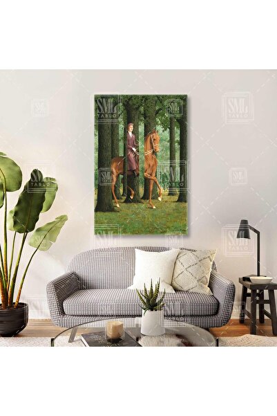 SML TABLO Rene Magritte Ormanda Atıyla Gezen Adam The Blank Signature Dikey K...