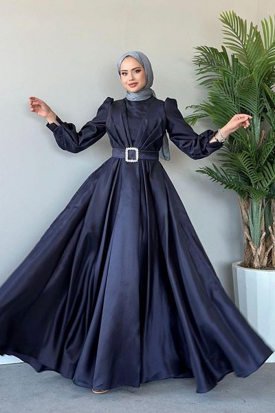 Şule Giyim Rochie de seara printesa bleumarin