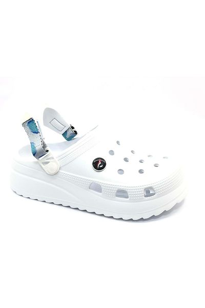 Kocamanlar Ayakkabı Sonimix EM0129-02 Sabo Men's Slippers - Thick Sole and Orthopedic, Doctor and Nurse Slippers - WHITE