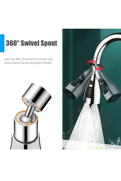 ANI OFİS KIRTASİYE A K 3 Functions 360 Degree Metallic Faucet Head
