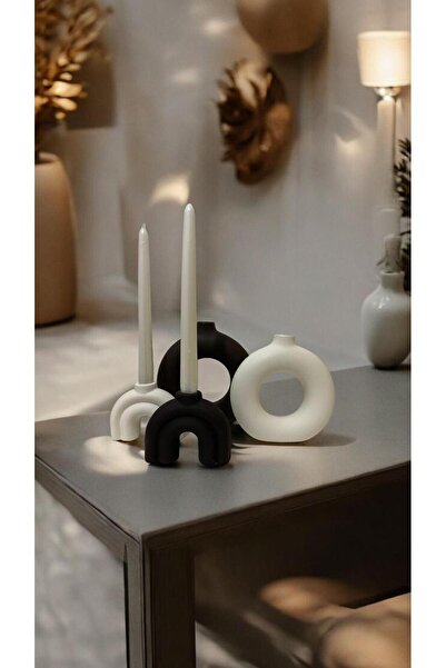 Porselian El Yapımı Bohem Tarzı Dekoratif Vazo ve Şamdan Mumluk Seti – Modern...