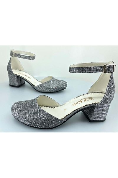 Kocamanlar Ayakkabı Pantofi pentru fete cu toc İremsu 2811 PLATINUM-SILVERY
