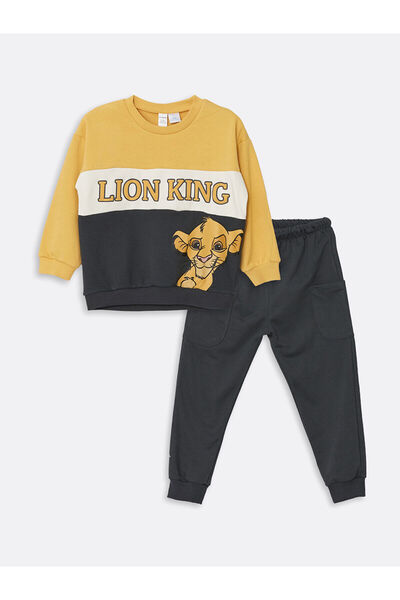 LC Waikiki Lw - Σετ φούτερ και φούτερ για αγόρια - Crew Neck, μακρυμάνικο, Lion King Printed, Σετ 2 τεμαχίων