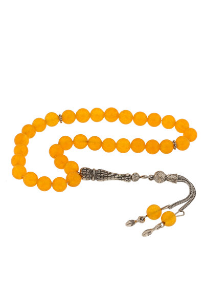 ascent store مسبحة صلاة من حجر اليشم الأصفر مع شرابات معدنية من الحجر الطبيعي