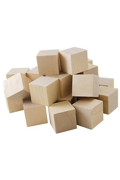 Ethab Ticaret 20-Piece Natural Wooden Cube Block - Südor Sdr-BS125