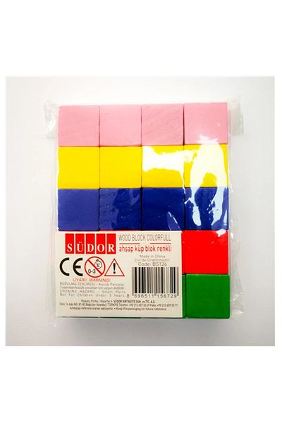 Ethab Ticaret 20 Colorful Wooden Cube Blocks - Südor