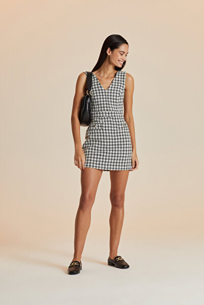 W Collection Siyah Beyaz Tüvit Elbise